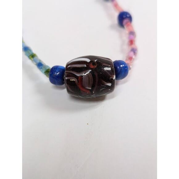 Simple glass bead choker necklace Multicolor - Picture 4 of 4